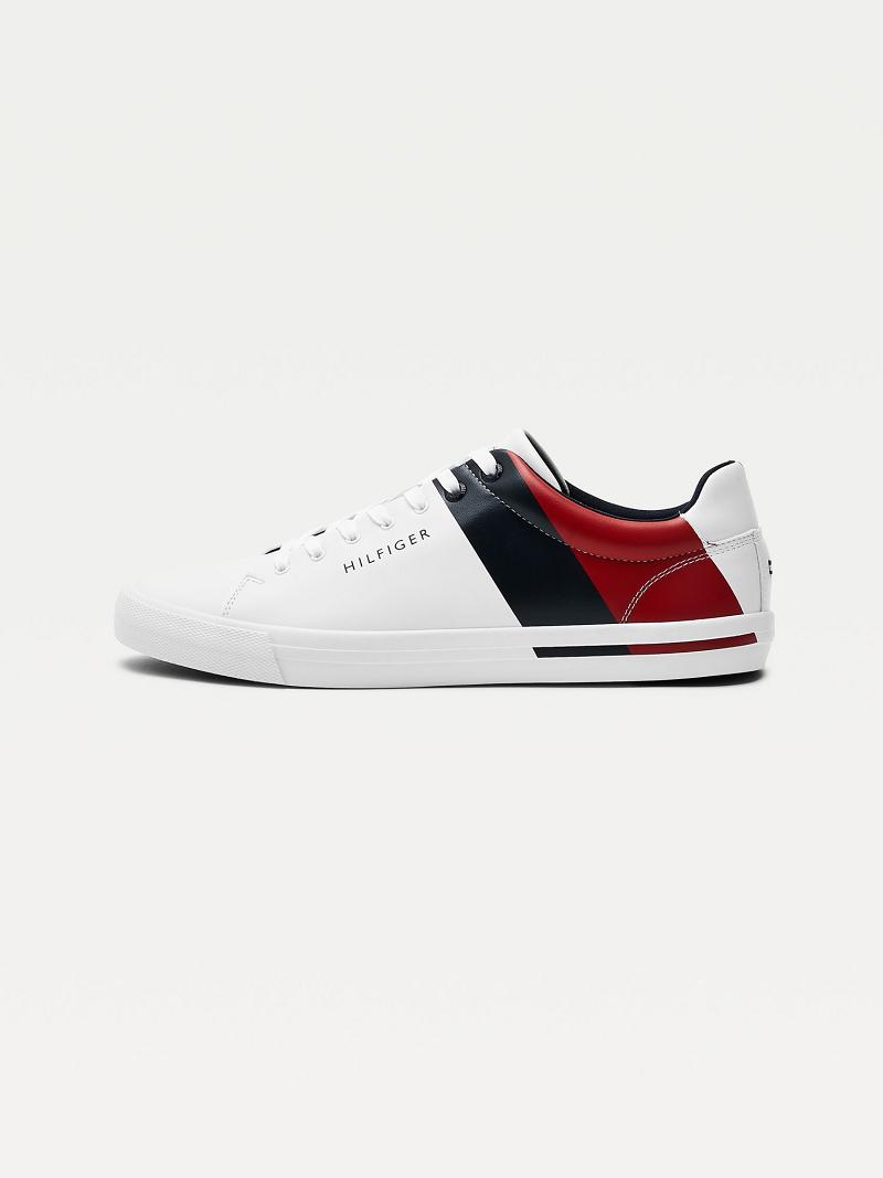 Férfi Tommy Hilfiger Flag Alkalmi Cipő Fehér | HU 1444FDN